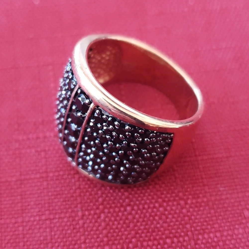 Bronze Milor Italy Black Pave Set Wide Band Ring - Size 9 - Picture 3 of 9